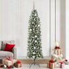 vidaXL Artificial Slim Christmas Tree Green and White 210 cm