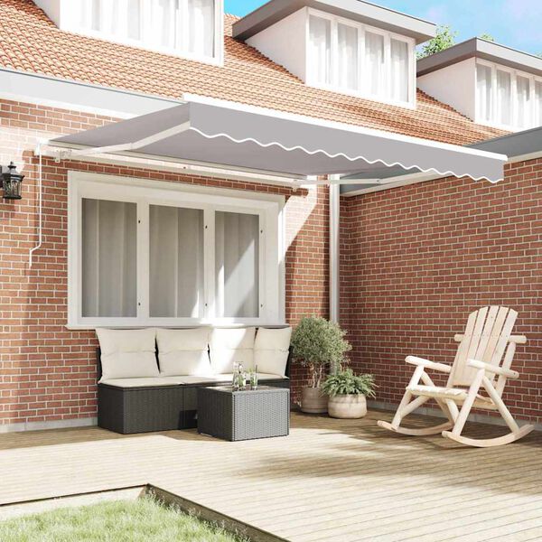 vidaXL Retractable Awning Manual Light grey 350 x 250 cm Fabric