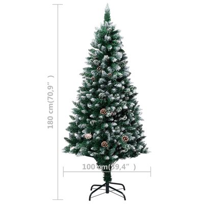 vidaXL Artificial Christmas Tree with Pine Cones and White Snow 180 cm