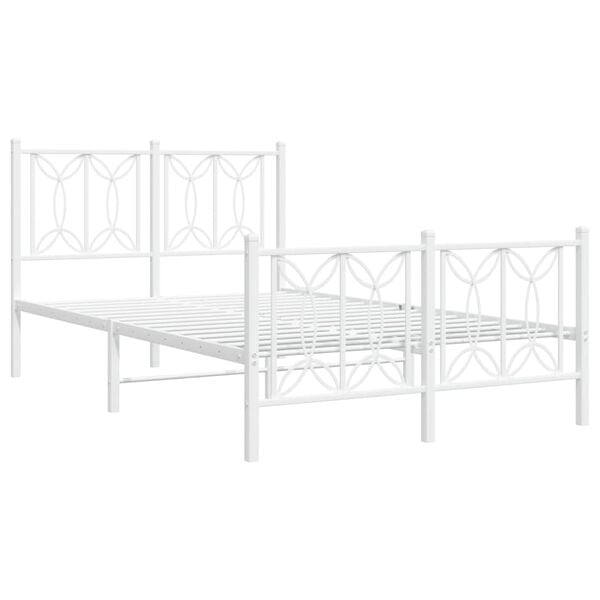 vidaXL Metal Bed Frame without Mattress with Footboard White 120x200cm