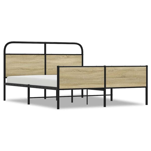 vidaXL Metal Bed Frame without Mattress Sonoma Oak 150x200 cm King Size