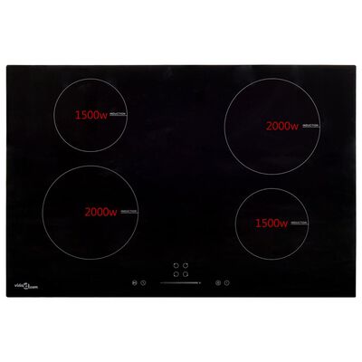 vidaXL Induction Hob with 4 Burners Touch Control Glass 77 cm 7000 W