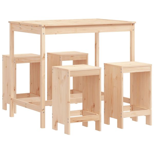 vidaXL 5 Piece Garden Bar Set Solid Wood Pine