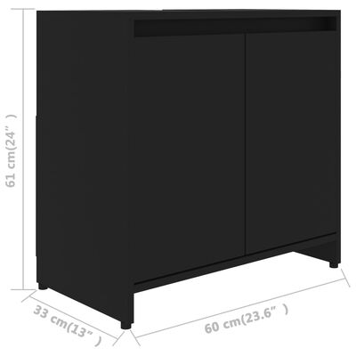 vidaXL Bathroom Cabinet Black 60x33x61 cm Chipboard