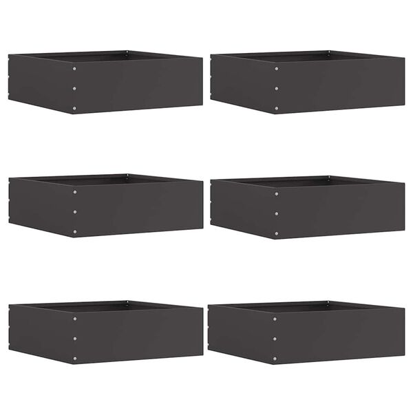 vidaXL Lawn Edging 6 pcs Black 40 x 40 x 13 cm Steel