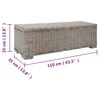 vidaXL Storage Box Grey 110 cm Natural Kubu Rattan & Solid Wood Mahogany