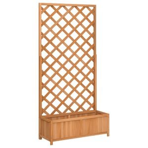 vidaXL Planter with Trellis Brown 90x35x180 cm Solid Wood Fir