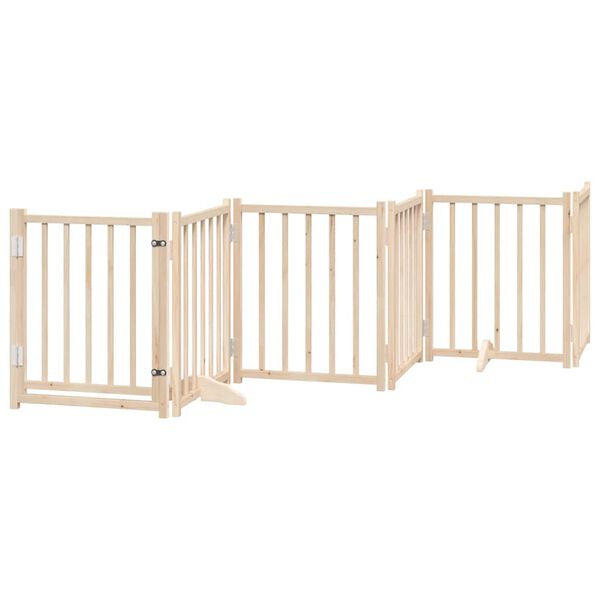 vidaXL Dog Gate with Door Foldable 6 Panels 300 cm Solid Wood Fir