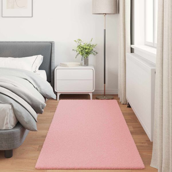 vidaXL Faux Rabbit Fur Rug Olite Pink 100 x 200 cm Polyester