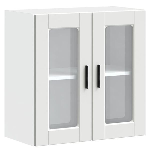 vidaXL Kitchen Wall Cabinet with Glass Door Porto White