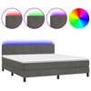 vidaXL Box Spring Bed with Mattress&LED Dark Grey 160x200cm Velvet