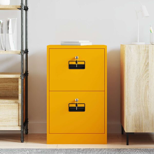 vidaXL File Cabinet with Drawer Mustard Yellow 45.5 x 42 x 74.5 cm