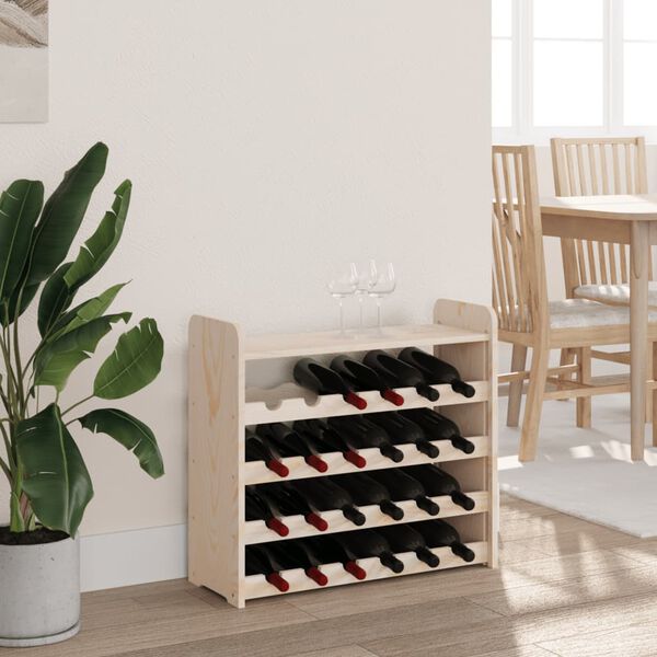 vidaXL Wine Rack with Top Board 67.5x25x60 cm Solid Wood Pine