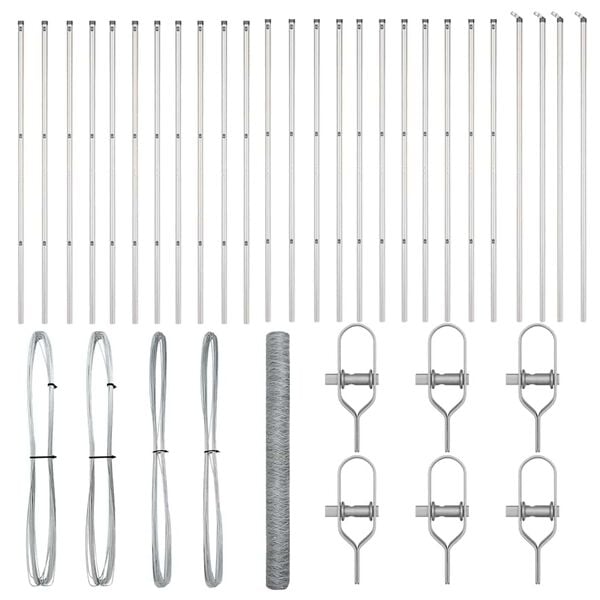 vidaXL Fence Post Silver 50 x 1.6 m (36 mm mesh) Steel