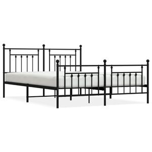vidaXL Metal Bed Frame without Mattress with Footboard Black 180x200cm