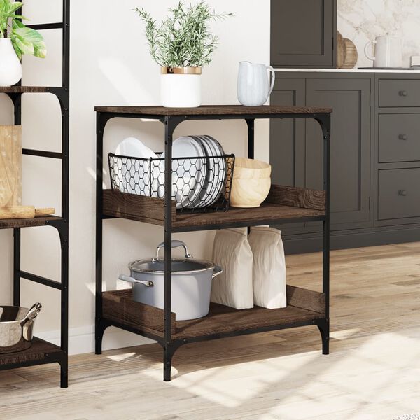vidaXL Kitchen Trolley Brown Oak 60x41x80.5 cm Engineered Wood