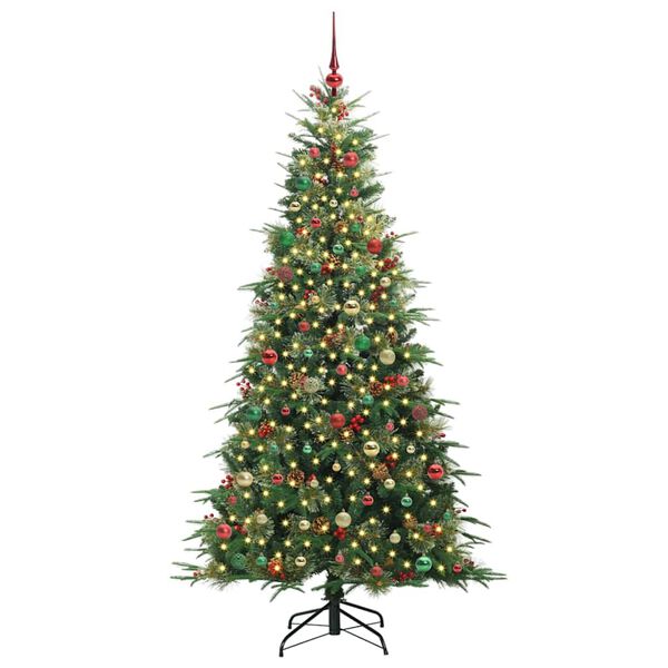 vidaXL Artificial Hinged Christmas Tree Green 210 cm PE and PVC