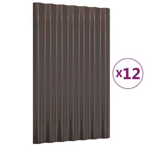 vidaXL Roof Panels 12 pcs Galvanised Steel Brown 60x36 cm