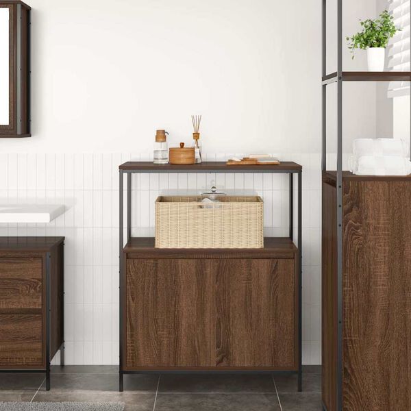 vidaXL Bathroom Cabinet with Shelves Brown Oak 76.5x35x95 cm