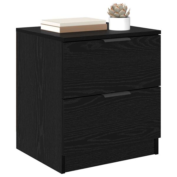 vidaXL Bedside Cabinet 2 pcs Black Oak 45 x 39 x 50cm Engineered Wood