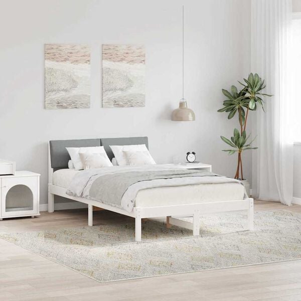 vidaXL Bed frame White and light grey 120 x 200 cm Solid pine wood