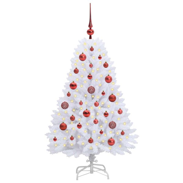 vidaXL Artificial Hinged Christmas Tree White 120 cm PVC and Steel