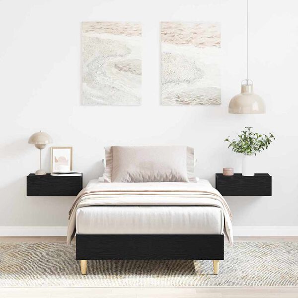 vidaXL Bed Frame Black Oak 193 x 93 x 25 cm Engineered Wood