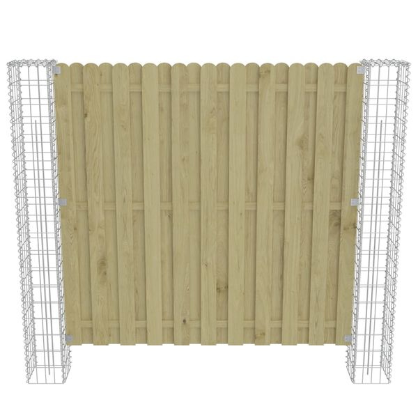 vidaXL Garden Fence Panel with Gabion Posts Pinewood 180x180 cm