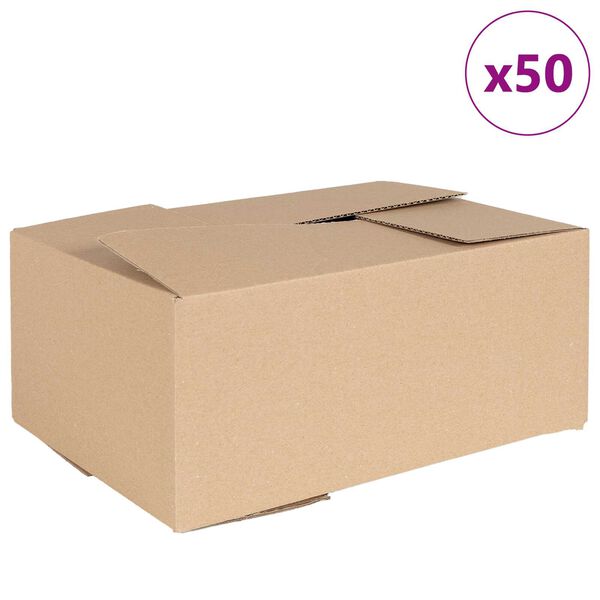 vidaXL Folding Box 50 pcs Natural 35 x 24 x 15 cm Cardboard