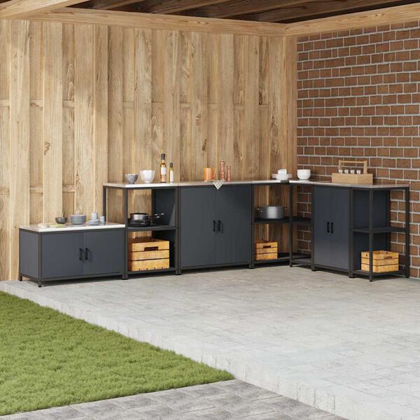 vidaXL Kitchen Storage with Shelf Anthracite 60 x 50 x 92 cm Steel