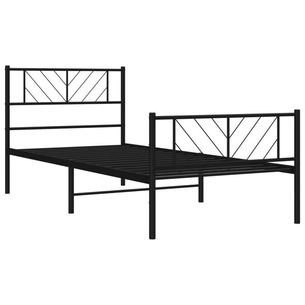 vidaXL Metal Bed Frame without Mattress with Footboard Black 80x200cm