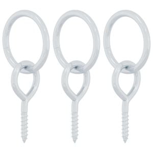 vidaXL Horse Tie Rings with Eye Screws 3 pcs Silver Steel