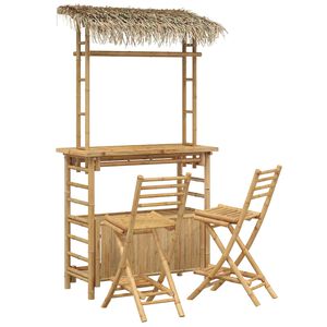 vidaXL Outdoor Bar Table and Stools 3 pcs 2-Seaters Natural Bamboo