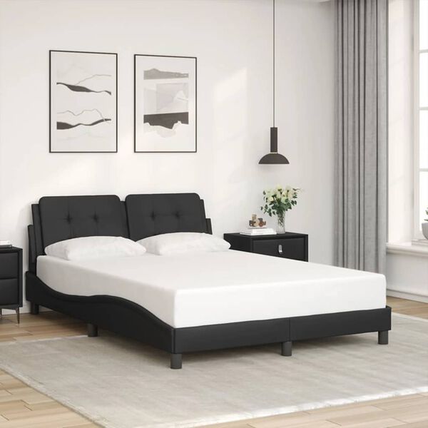 vidaXL Bed Frame without Mattress "Zadar" Black 140x200 cm Faux Leather