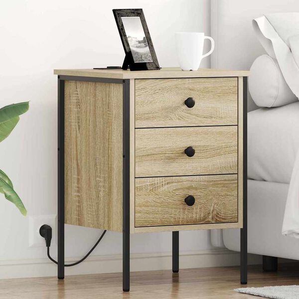vidaXL Bedside Cabinet with Drawer 2 pcs Sonoma Oak 42 x 41 x 61 cm