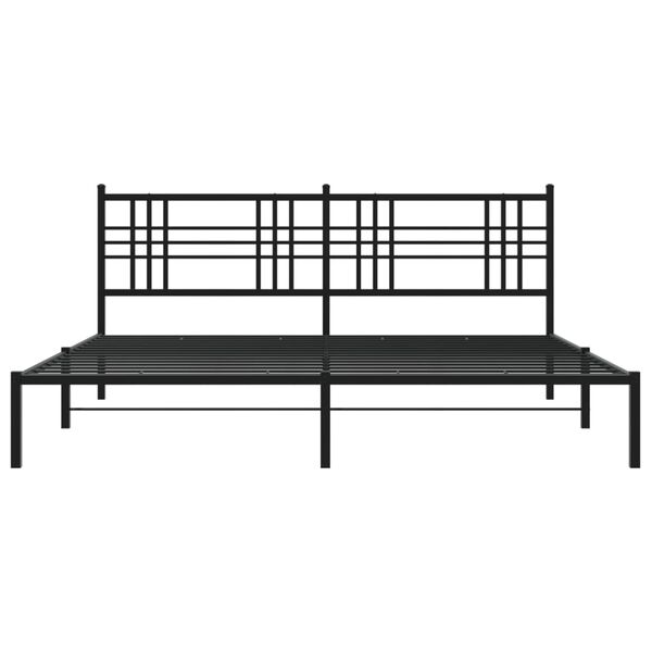 vidaXL Metal Bed Frame without Mattress with Headboard Black 193x203cm