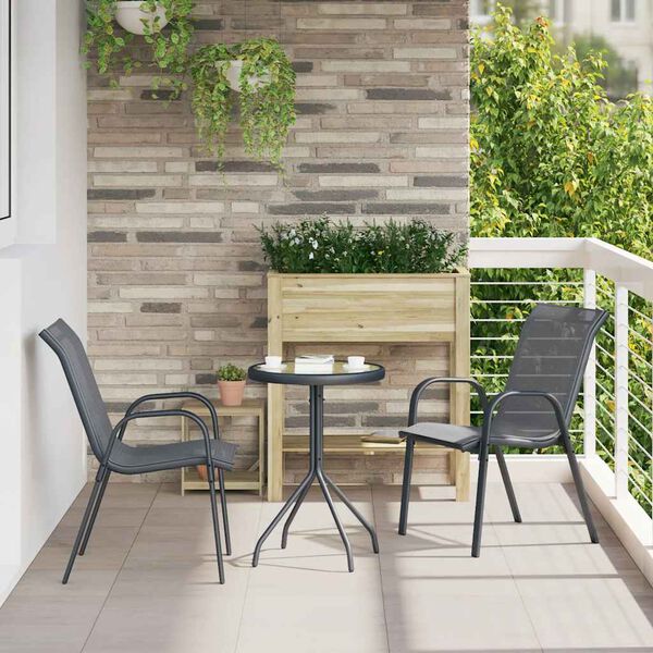 vidaXL Stackable Garden Chairs 2 pcs Grey Textilene Fabric