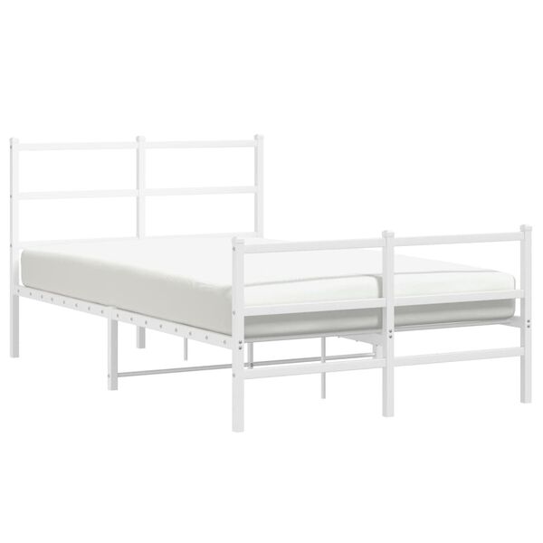 vidaXL Metal Bed Frame without Mattress with Footboard White 120x200cm