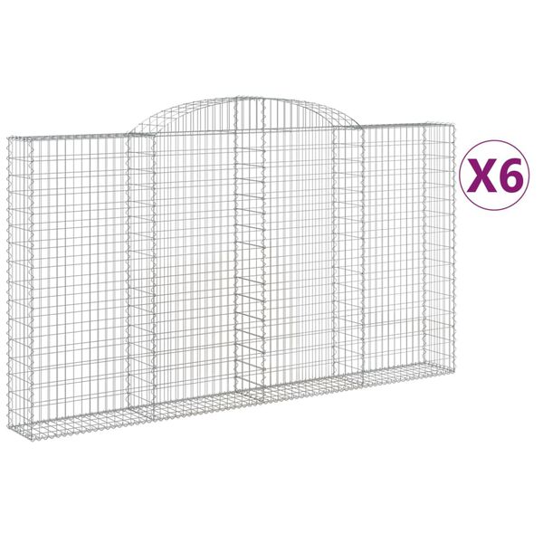 vidaXL Arched Gabion Baskets 6 pcs 300x30x160/180 cm Galvanised Iron