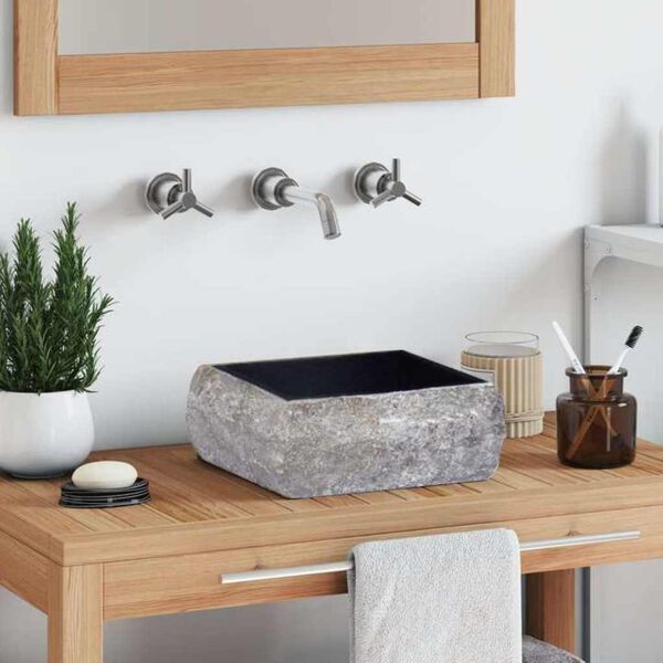 vidaXL Sink Black 30x30x13 cm Marble