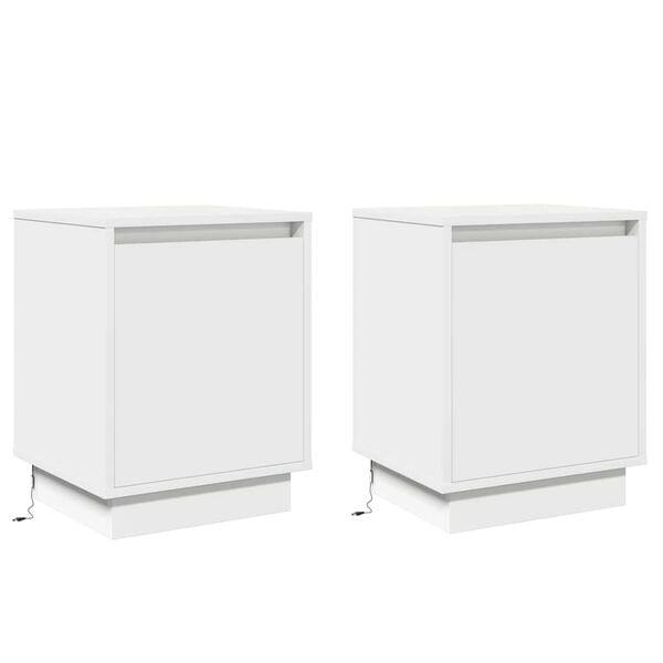 vidaXL Bedside Cabinet 2 pcs White 39 x 34.5 x 50 cm Engineered wood