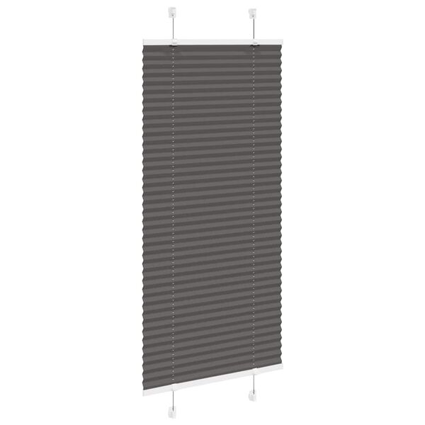vidaXL Pleated Blind Black 60x150 cm Fabric Width 59.4 cm Polyester