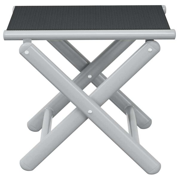 vidaXL Folding Footrest Black and Silver Textilene and Aluminium