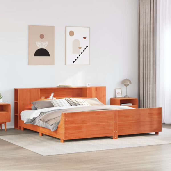 vidaXL Bed Frame without Mattress Wax Brown 180x200 cm Super King Solid Wood Pine