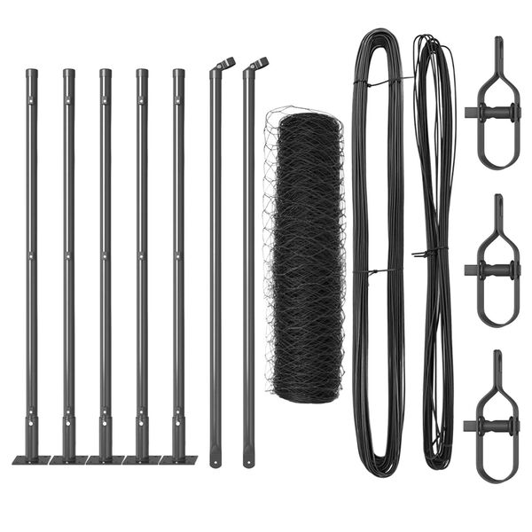 vidaXL Fence Post Grey 10 x 0.4 m (50 mm mesh) Steel and PVC