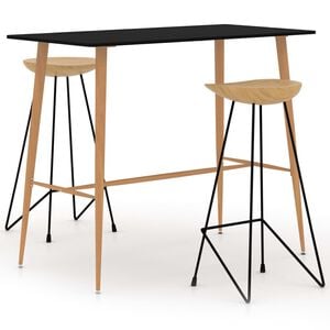 vidaXL Bar Set | Black | MDF, Teak, Iron | Compact | Durable | Bar Set