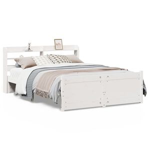 vidaXL Bed Frame with Headboard without Mattress White 140x190 cm