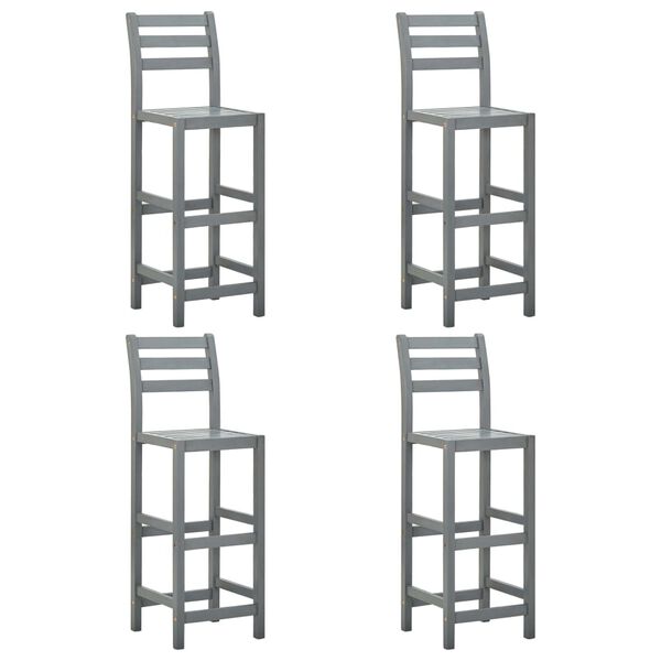 vidaXL Bar Stools 4 pcs Grey Solid Acacia Wood