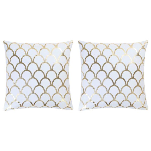 vidaXL Cushions 2 pcs Foil Print White and Gold 40x40 cm Cotton