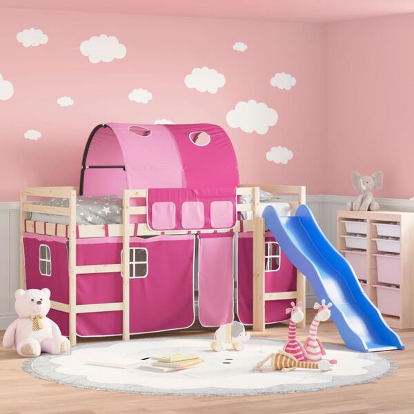 vidaXL Kids' Loft Bed with Tunnel without Mattress Pink 80x200 cm